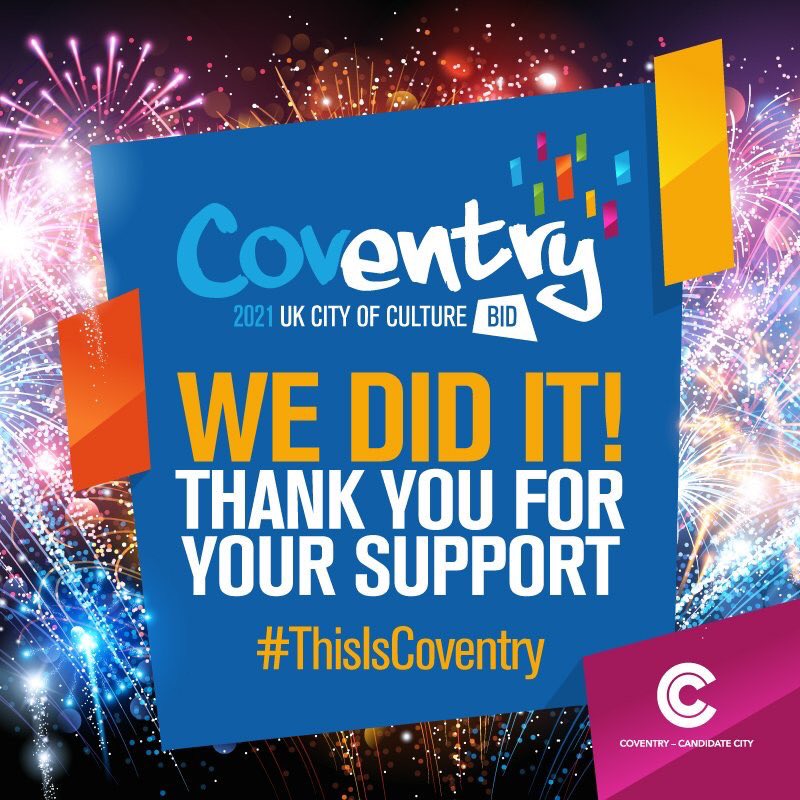 WE DID IT!!!! #UKCityofCulture2021 is <a href="/Coventry2021/">Coventry UK City of Culture 2021</a>

#ThisIsCoventry #Proud #InOurCoventryHome