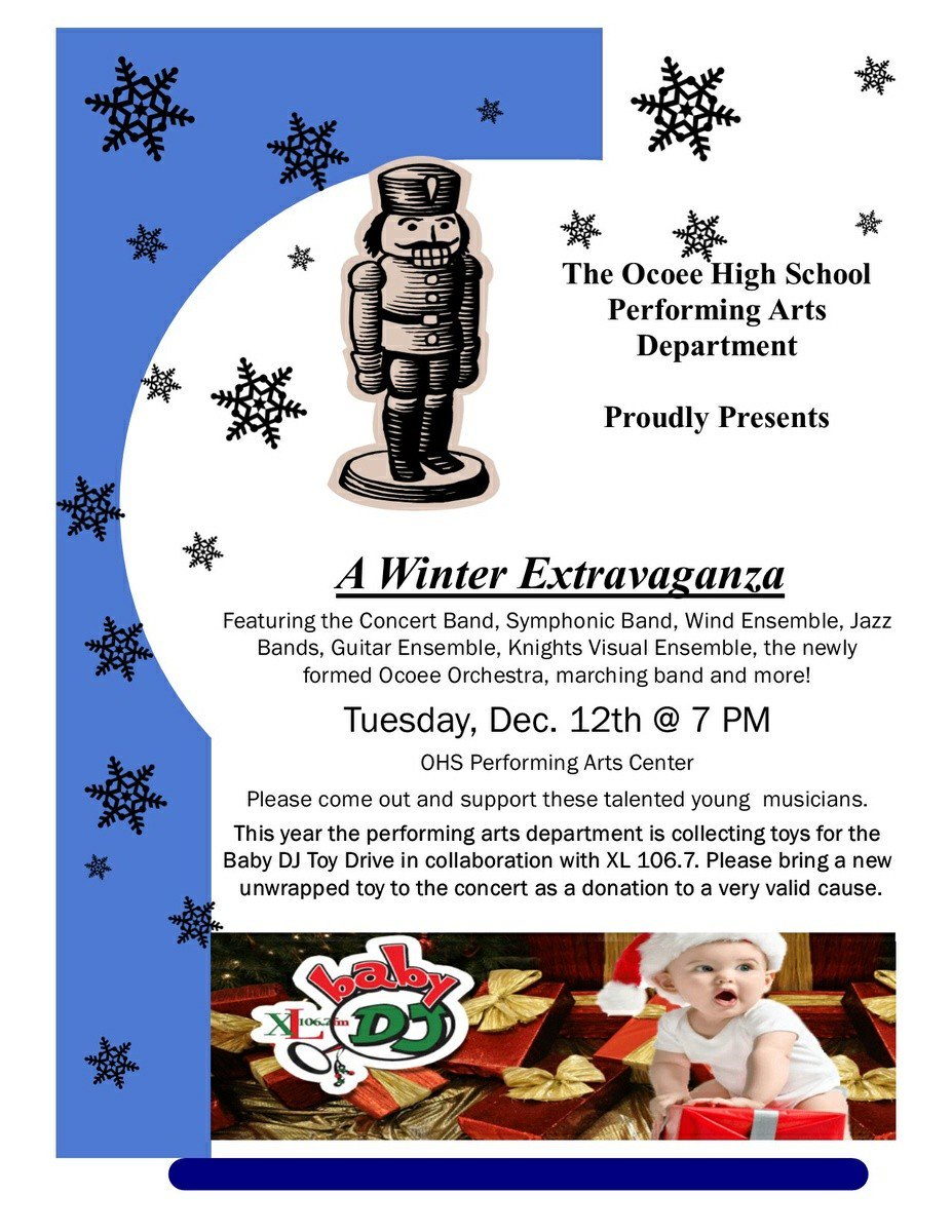 Ocoeehsband's tweet photo. Come to concert; Bring Toys; Have Fun.... Happy Holidays! https://t.co/IPjlhnJp25