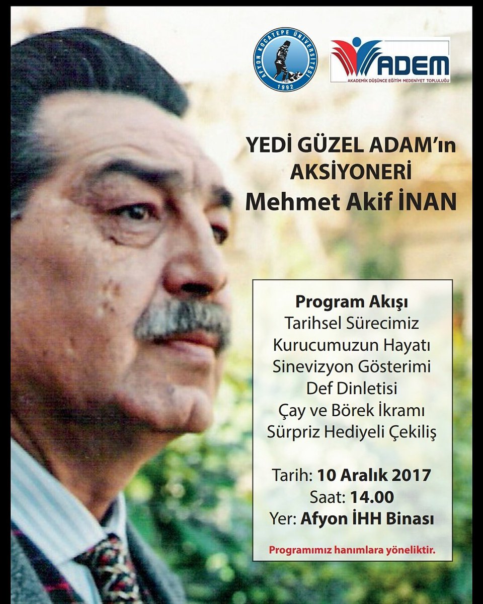 Mescid-i Aksa'yı gördüm düşümde 
Götür Müslüman'a selam diyordu. 
Dayanamıyorum bu ayrılığa 
Kucaklasın beni İslâm diyordu.
                     Mehmet Akif İNAN  #Kudüsİslamındır 
Kurucu Başkanımız Mehmet Akif İNAN hocamızın hayatını izliyoruz pazar günü  hepinizi bekliyoruz.