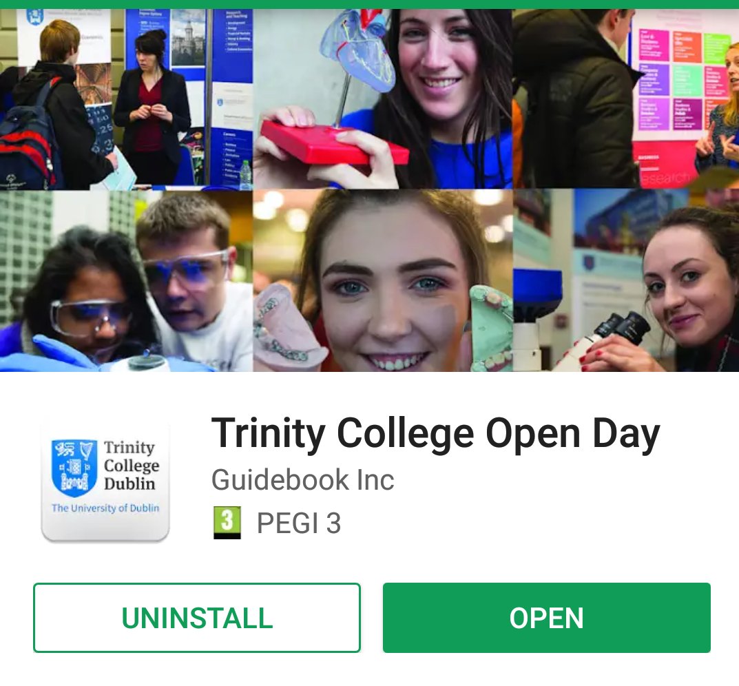 tcdglobal's tweet photo. Coming to #TrinityOpenDay this Saturday?   Download our Open Day app here for the full schedule of talks, tours, maps and more...
Download for apple and android phones here https://t.co/YOLulYWn0L https://t.co/Vdou9eumGG
