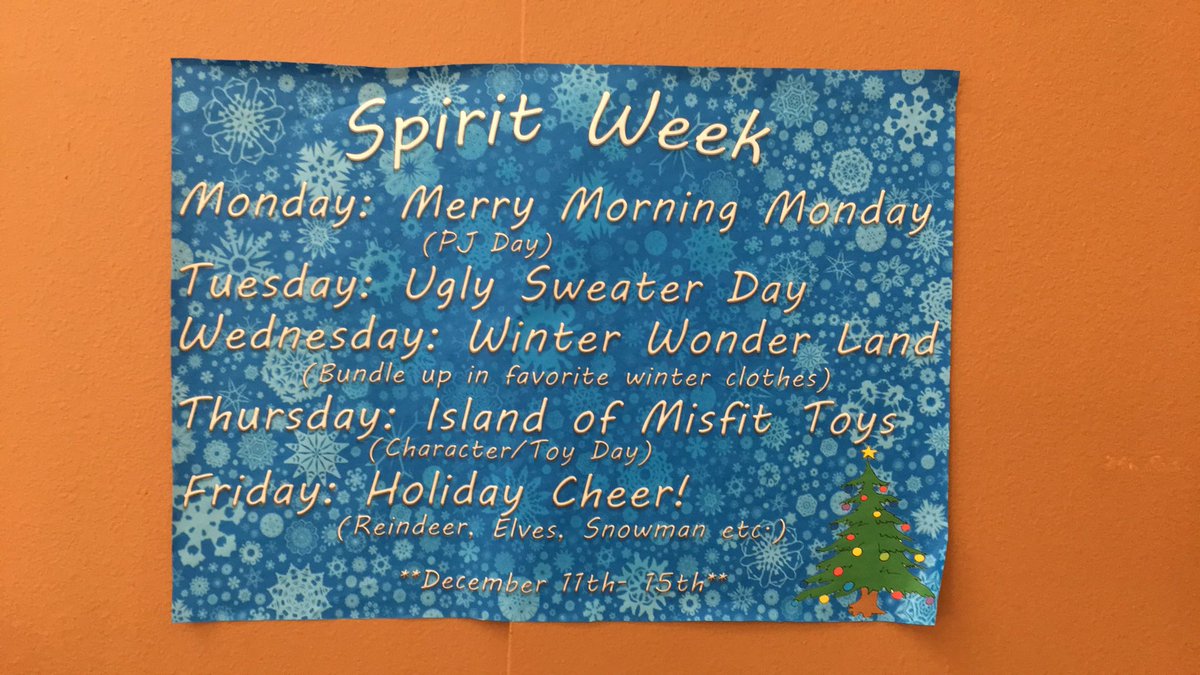 blyearbook18's tweet photo. Spirit Week starts this Monday, the 11th!! Get ready to show off your holiday spirit! Here are the days in case you need them! https://t.co/xx4TD90tIM