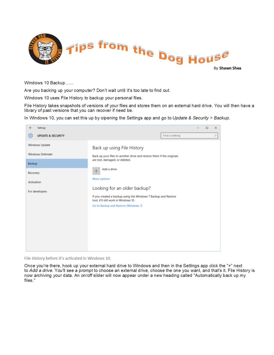 CleverDogIT's tweet image. #tipsfromthedoghouse #windowsbackup