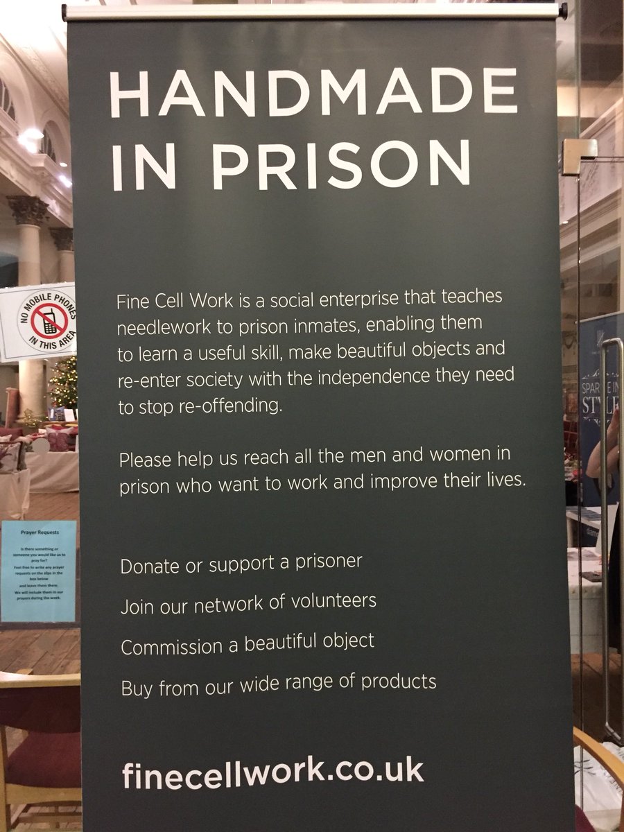 KoestlerArts's tweet photo. Tonight we’re delighted to be invited by @finecellwork to their Christmas sale #StPeters #NottingHill Pop in tomorrow 10-4pm to buy their amazing #HandmadeInPrison crafts #prison #cushions #gifts https://t.co/yKEp7edem0