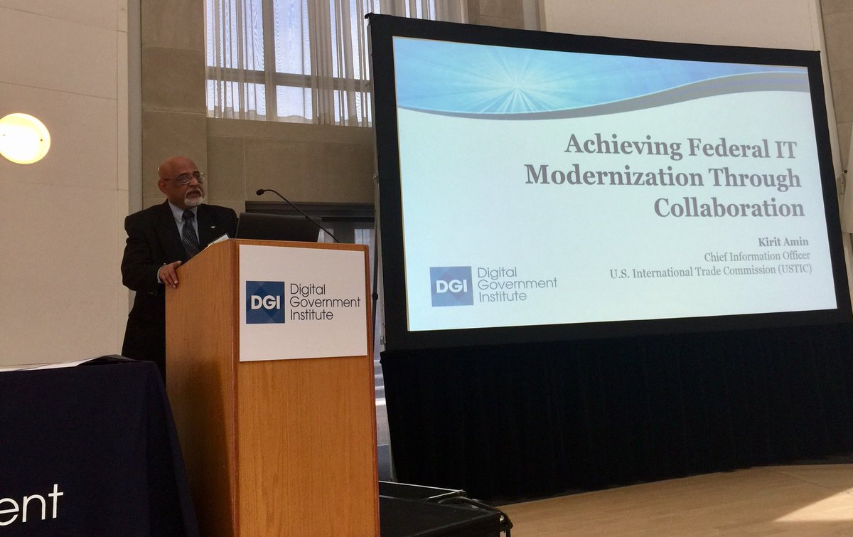 christinayiotis's tweet image. Kirit Amin, CIO, United States International Trade Commission— “Achieving Federal IT Modernization Through Collaboration” Digital Government Institute 11th Annual Cloud Computing Conference @DGIevents #CloudComputing #GovernmentModernization #Collaboration #InternationalTrade