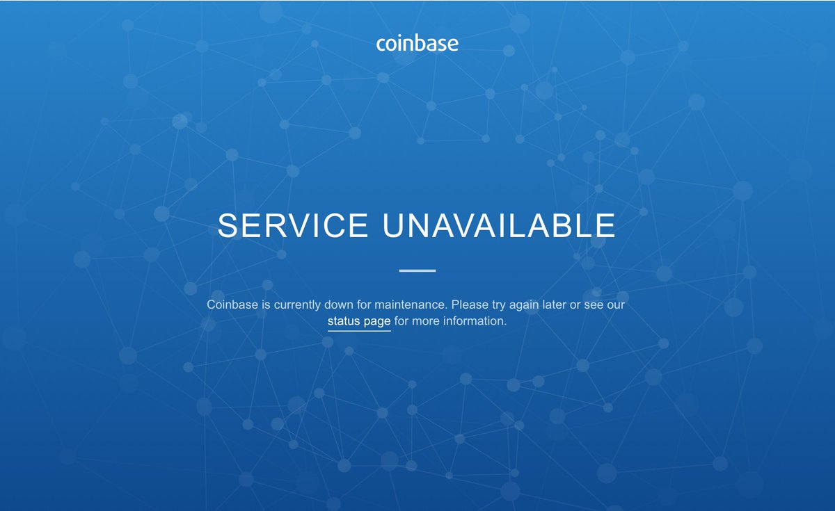 brucefenton's tweet photo. BREAKING:  Coinbase unavailable.

The company now has more customers than Charles Schwab and has opened as many as 300,000 accounts in a day.

Today has unprecedented volume and demand.

There are litterally so many people trying to buy Bitcoin that exchanges are crashing. https://t.co/ZzMKkplyga
