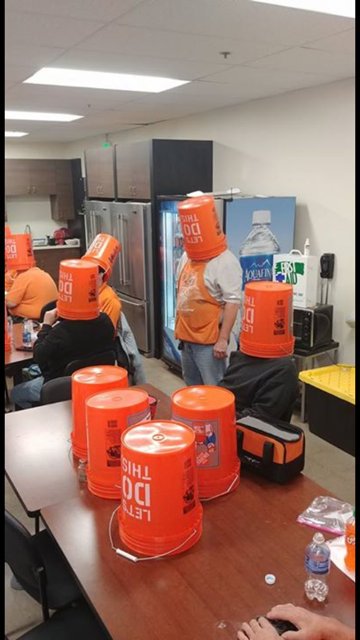met4117's tweet photo. They say a bucket is like a seashell, so the team spent a few minutes during lunch "at the beach"   Ha ha !  @Craehn @mariani_jen @BrianMcL70 @TrinidadActual @TeresaJurich Having fun at 4117!! @mhh_homedepot @jlp2472  And we don't look crazy at all!  Try it and tweet! https://t.co/7fvIozA6Rq