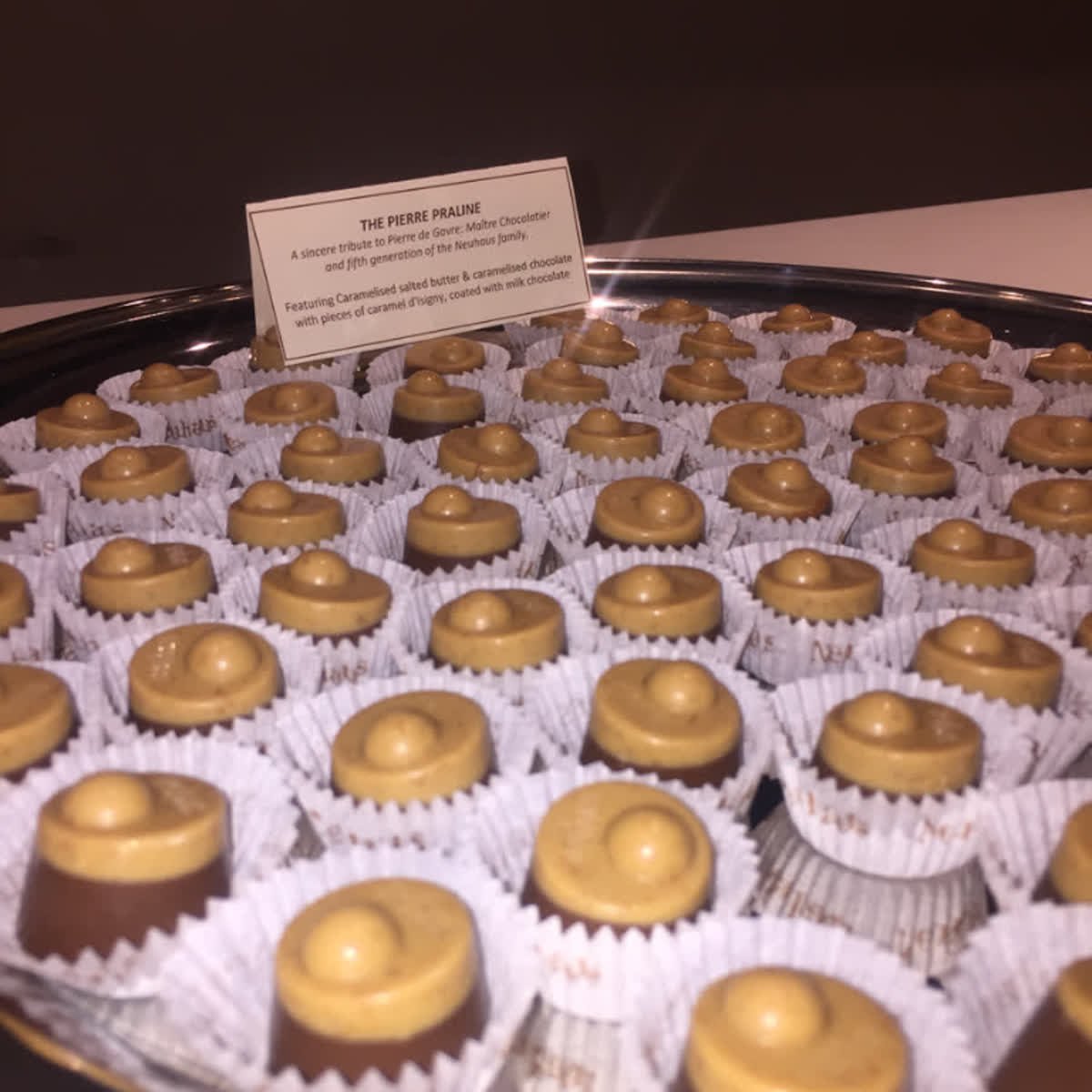 KBNNPR's tweet image. Neuhaus' newest praline, the Pierre! A delicious tribute to Pierre de Gavre the master chocolatier of the fifth generation of the Neuhaus family💫  #NeuhausCholocateNYC #ThePierre #Delicious #Carmel #IronPalateApproved #NeuhausHoliday #NeuhausNYC