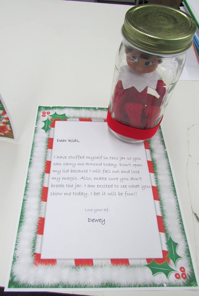 Day #5: Dewey stuffed himself inside this jar so the kids can show him around the library!