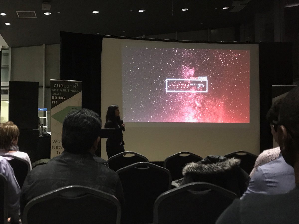 deheslin's tweet image. The first team is presenting! #hackABILITY @SmartCane @IcubeUTM @RICCentre @arrowtech