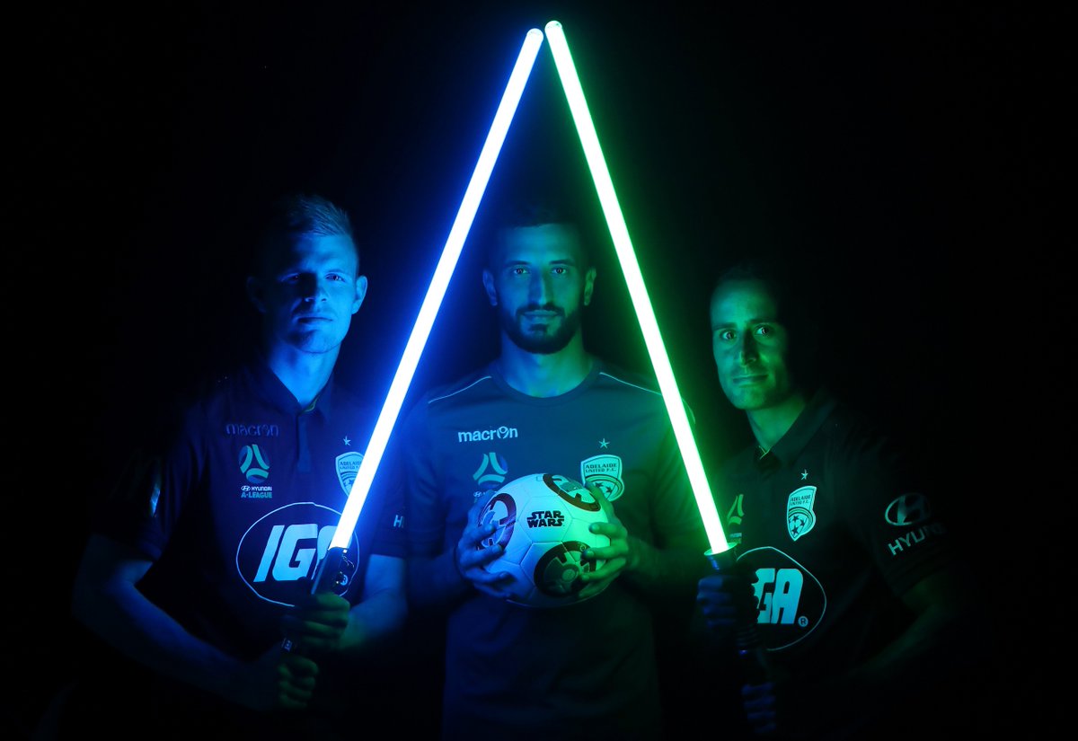 TiserPhotos's tweet photo. May the force be with the Reds.
Jedi knights @JordanElsey1, @P_izzo and @elrich11 of @AdelaideUnited will summon the force to take on @gomvfc at @EtihadStadiumAU in the #StarWars @ALeague round tonight. Picture: @caljamma
https://t.co/pvqn14koPB #GOYR https://t.co/zGBfGYwxw9