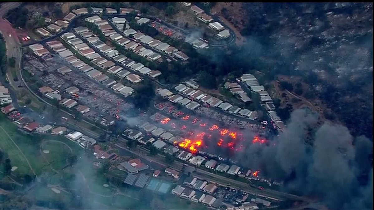 Chilling images from SkyFOX 

Monserate mobile estates near Bonsall

2,000 acres scorched #LilacFire  
via.kswbtv.com/a3l7P