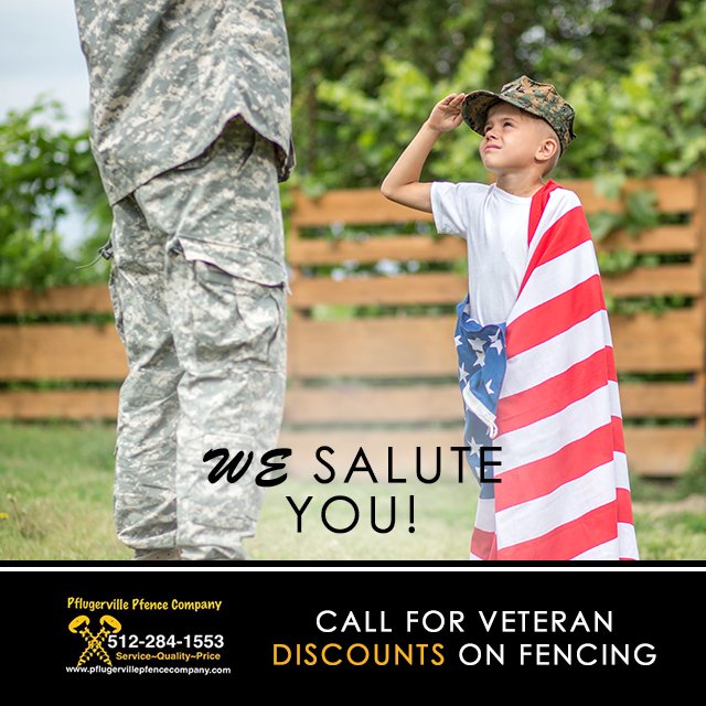 We're grateful for all of the #veterans & #FirstResponders that keep us safe. To say thank-you, we offer a #VeteranDiscount & #FirstResponderDiscount on our #CentralTexas #fencing. More info: 512-284-1553