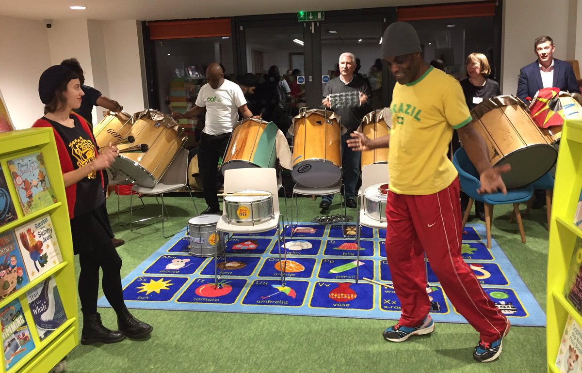 TraffLibraries's tweet photo. A great day helping to celebrate the official opening of @LimelightOT at Old Trafford Library today. Thanks to the brilliant @SambaManchester. https://t.co/V9hOb8nEbd