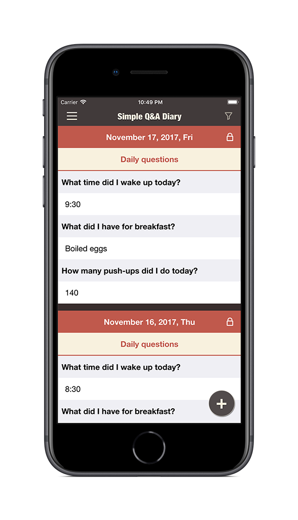 successfulcoder's tweet photo. My Simple Q&amp;A Diary app is now free. You make lists of questions and then answer those questions regularly. It will help you to control your life and stay focused on your goals. #productivity #app #AppStore #iosapp  #iosdev #indiedev #diary #journal https://t.co/KcUMyeCN58 https://t.co/dDN7y0M0gw