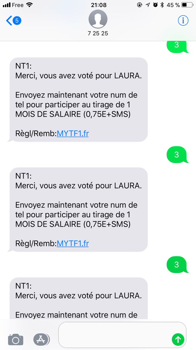 KbiriNadia's tweet photo. Aller 3 au 72525  ne lachez pas l'affaire Laura doit gagner #SS11 #SS11Finale #LauraGagnante #3au72525 https://t.co/uh6C3q8aoe