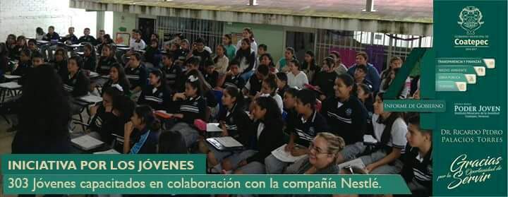 CPJCoatepec's tweet photo. Con el compromiso de impulsar el Desarrollo Integral de la Juventud, se capacitaron un total de 303 jóvenes a través del Programa "Iniciativa por los Jóvenes" en colaboración con Compañia Nestle México; con el objetivo de prepararse para el mundo laboral.

#4InformeCoatepec https://t.co/EOsFXmK47O