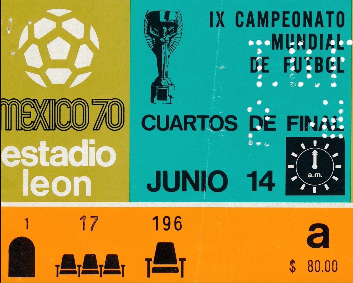 World Cup 1970: England v West Germany. Ticket for the famous quarter-final in Leon. Rare, precious and beautiful.

ebay.co.uk/itm/1923871871…