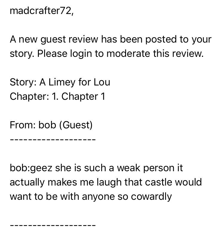 madcrafter72's tweet image. Just when you thought it was safe to go back to fanfic #bobsback #pointlessreview #castlefanfic