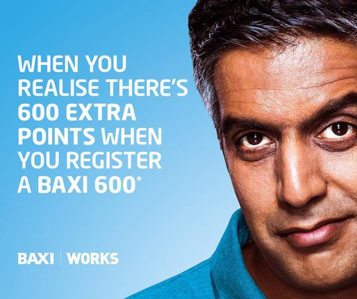 BaxiBulldog's tweet photo. Baxter says: Remember if you're a #Baxi Works member you'll get an EXTRA 600 points when you register a Baxi 600 until the end of the year. https://t.co/lnvzMOH9OD https://t.co/FizuUFJgSg