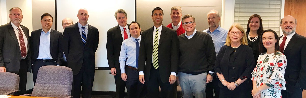 UnitiFiber's tweet photo. Thanks @AjitPaiFCC for stopping by to say hello to our own @kelmcgriff and the Broadband Deployment Advisory Committee State Model Code Subcommittee. @FCC #broadband #gigeconomy https://t.co/OaQ2EhGiIQ
