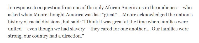 Just to be absolutely clear,

The Republican Party has formally endorsed a candidate for Senate who believes the country was better off during SLAVERY.