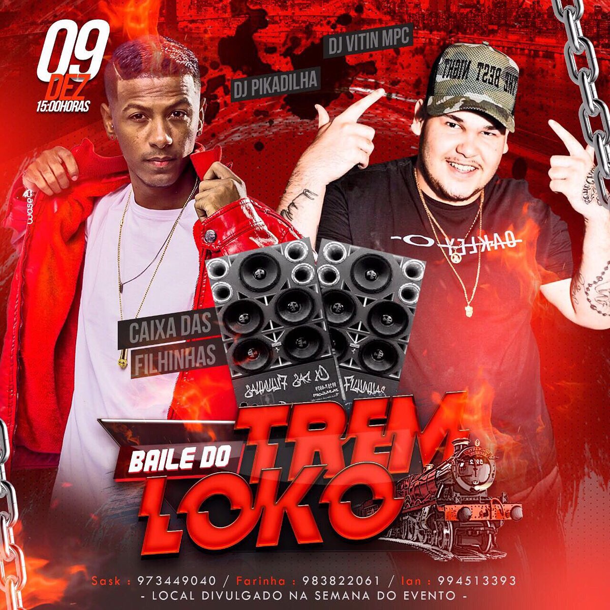 Biel_Sask's tweet photo. SÁBADO AGORA ÁS #15HRS TEM #BAILEDOTREMLOKO🚂🤑🎈
#LOCALCOBERTO
VENDAS DE BEBIDA NO LOCAL ! 🍻🍾
#VEMPROBAILE
INFORMAÇÕES @Farinha96 @Biel_Sask @Ian_oliver98 https://t.co/5aUg9EbOxx