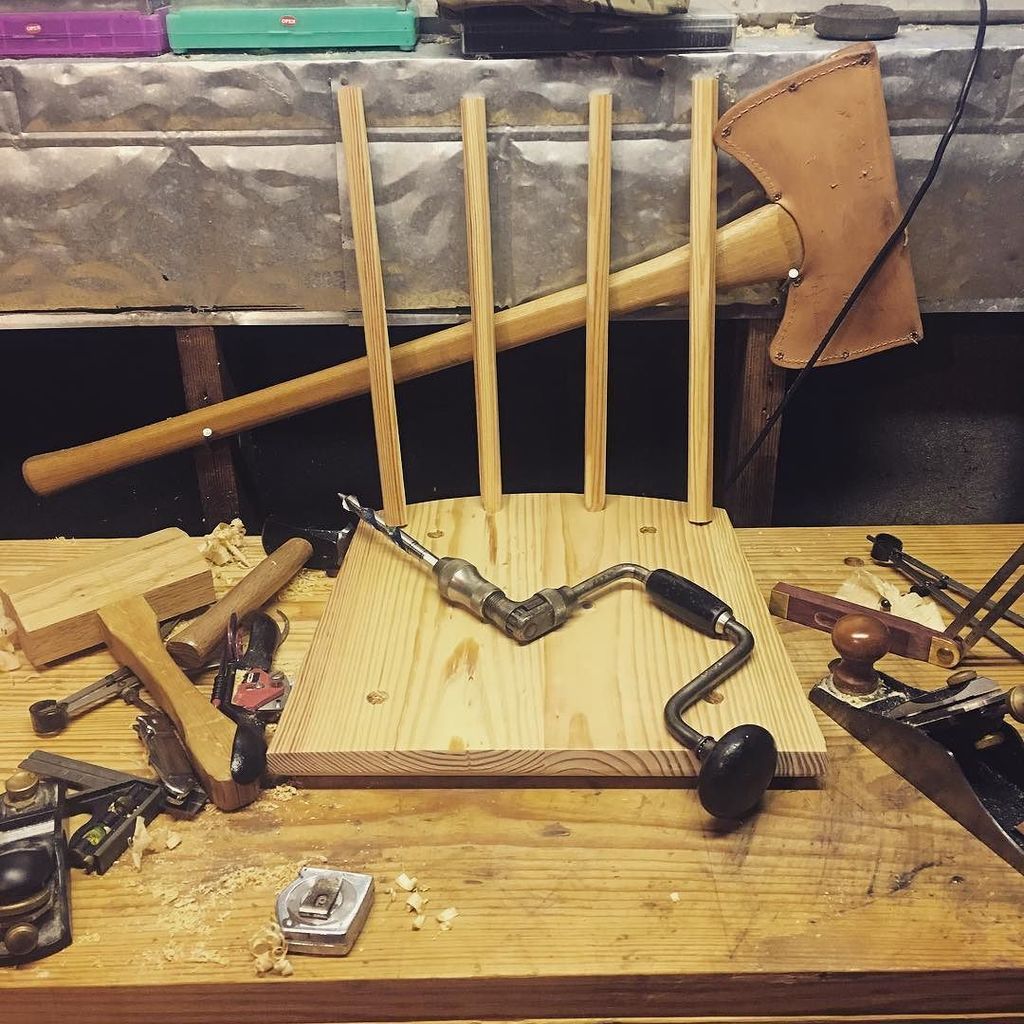 Ryanedghill's tweet photo. Home sick so why not give this chair building thing a shot #handtoolthursday #woodworking https://t.co/dML1bJgV6G https://t.co/G7KQ10iFUW
