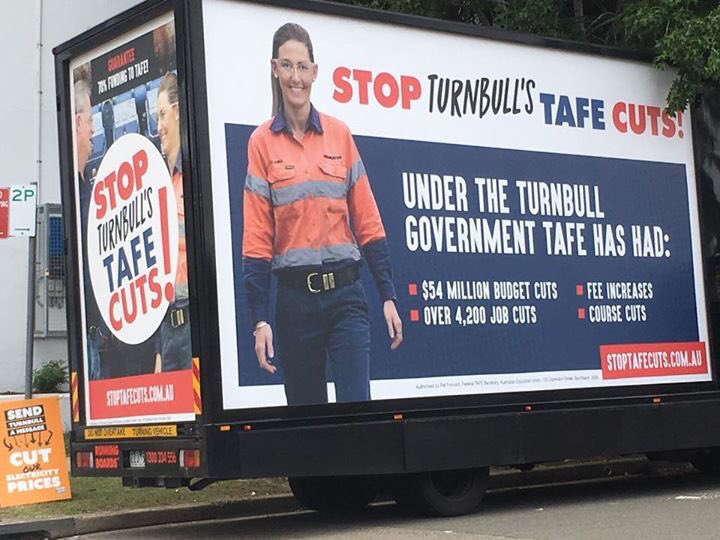 gaolteacher's tweet image. Spotted driving streets as #BennelongVotes - #toogoodtolose #StopTAFECuts #auspol Send 🎩 msg