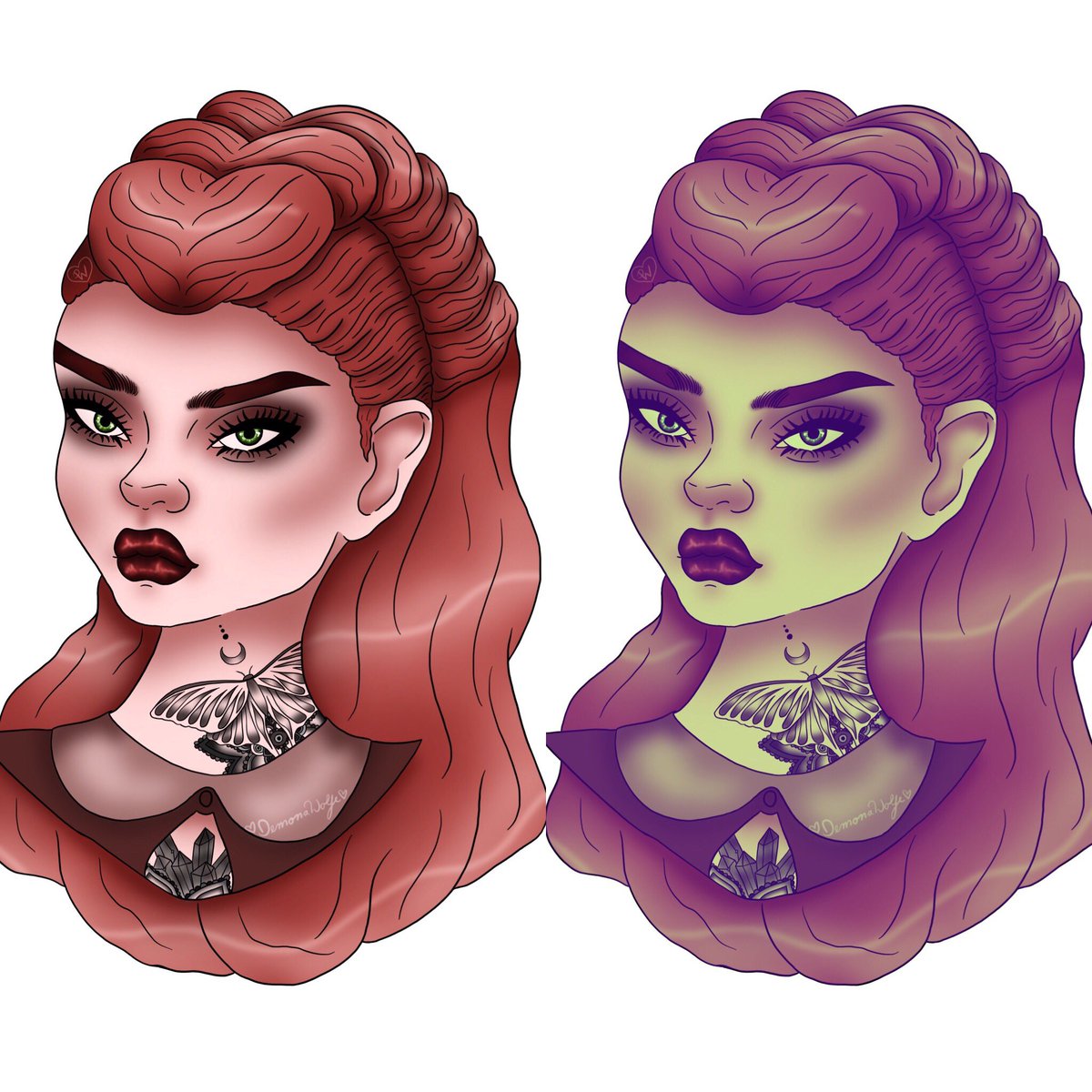 Demonawolfe's tweet photo. Virginia. I couldn’t decide which one I liked more. #iPadPro #procreate #digitalart #illustration #art https://t.co/xhWHSwRP9r