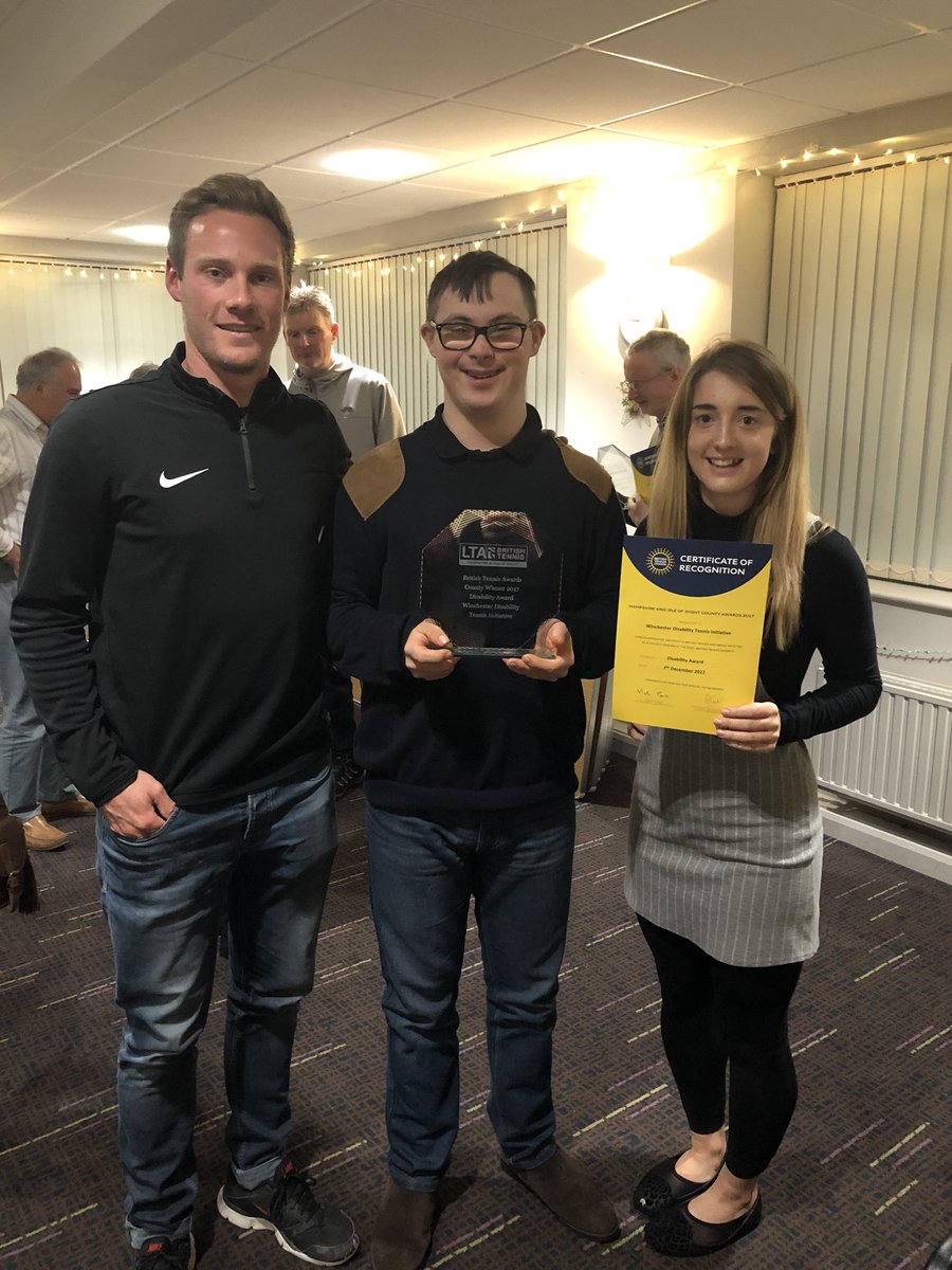 Thank you to the <a href="/HantsIOWTennis/">Hampshire & IOW Tennis</a> for presenting us with the County winner for our disability tennis initiative for 2017. So proud to be a part of this fantastic sport. Well done to all winners 🎾🙌🏼