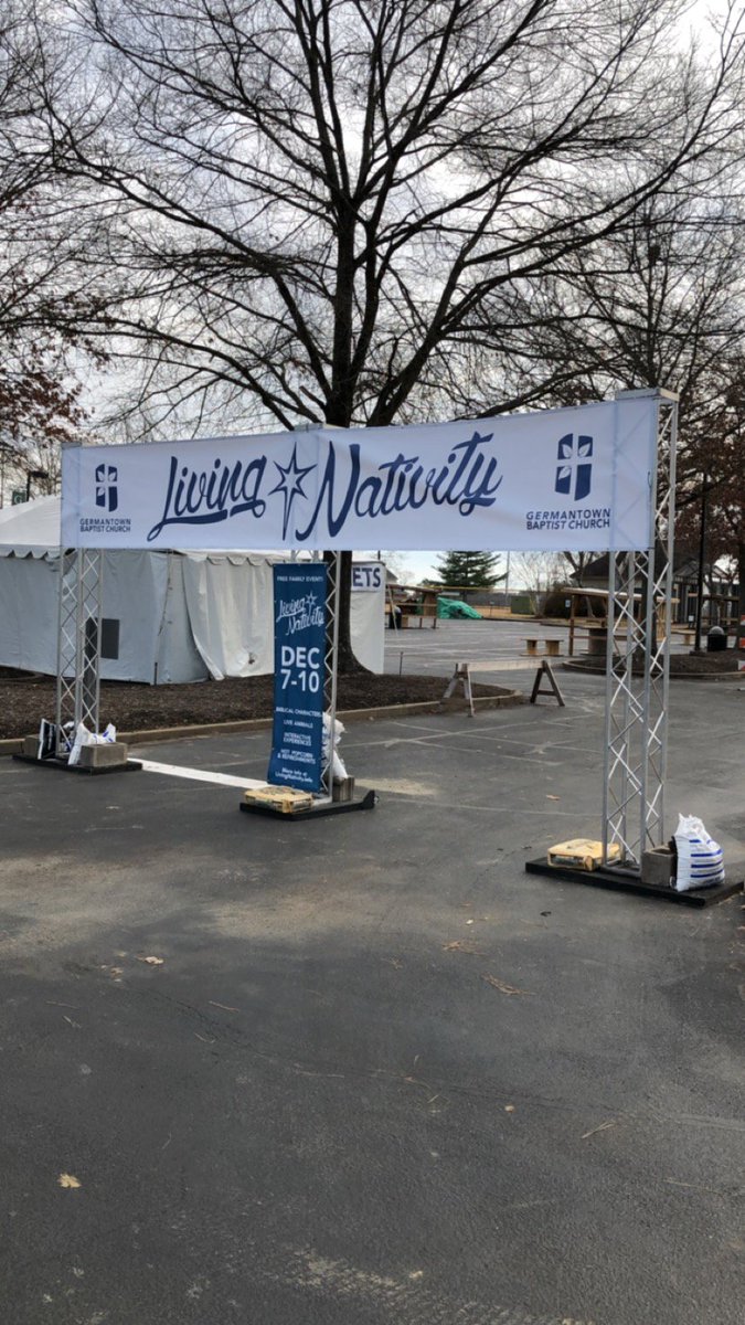 MyGBCFamily's tweet photo. We've got everything ready for Living Nativity &amp; Bethlehem Village - shows kick off tonight at 6p.m and run every half hour until 9p.m. - free tickets available when you arrive. https://t.co/Ik1qd9Q38k https://t.co/tsp4kOkT5O
