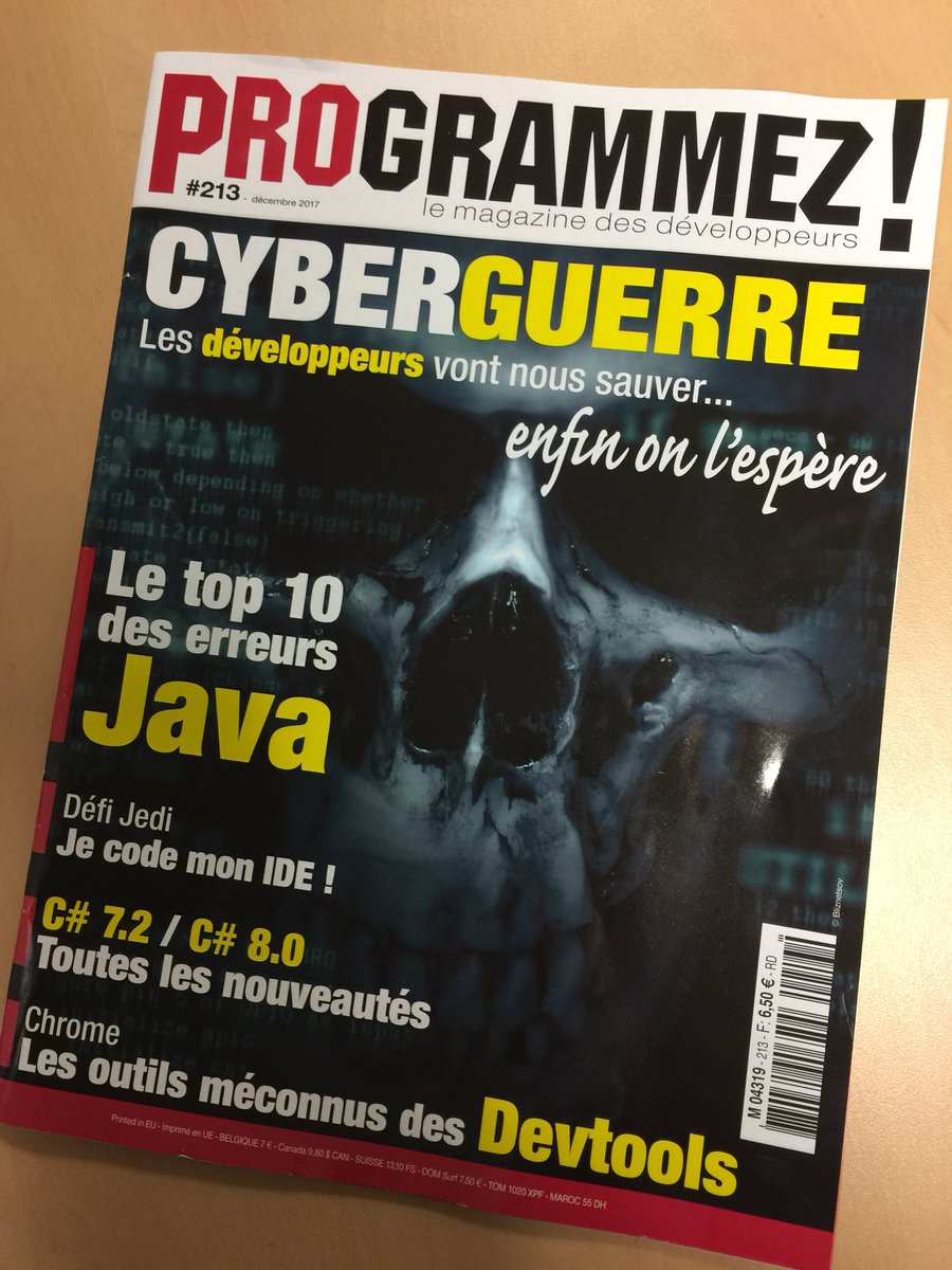 j_themee's tweet image. Programmez magazine spécial Cyberguerre ce mois-ci. Avec des articles de @fasm3837, @Damien_Bancal, Jérôme Hennecart, Robert Crocfer et moi-même @progmag