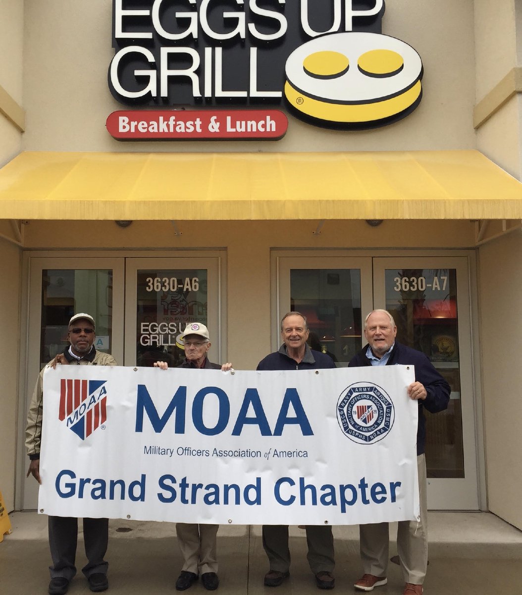 EUGConway's tweet photo. On 11/09, you joined us across all 9 area Myrtle Beach Eggs Up locations as we hosted "Coffee with a Vet" benefiting veterans from MOAA. Today we were able to present them with a check for $4,629.34.

All the ingredients to make US smile! Thank YOU! https://t.co/4nhf7zeHTx