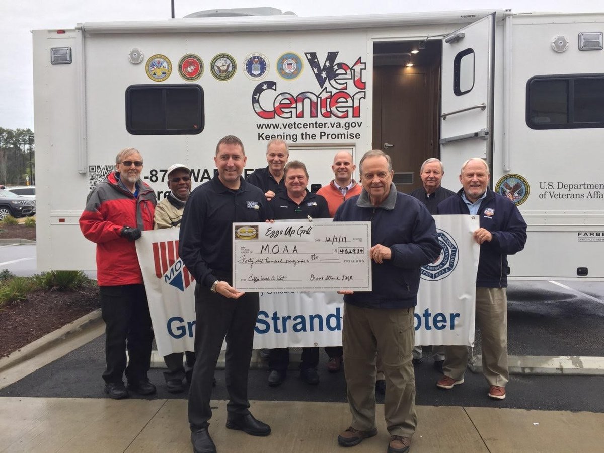 EUG_NMBMainSt's tweet photo. On 11/09, you joined us across all 9 area Myrtle Beach Eggs Up locations as we hosted "Coffee with a Vet" benefiting veterans from MOAA. Today we were able to present them with a check for $4,629.34.

All the ingredients to make US smile! Thank YOU! https://t.co/o3qReSQr3x