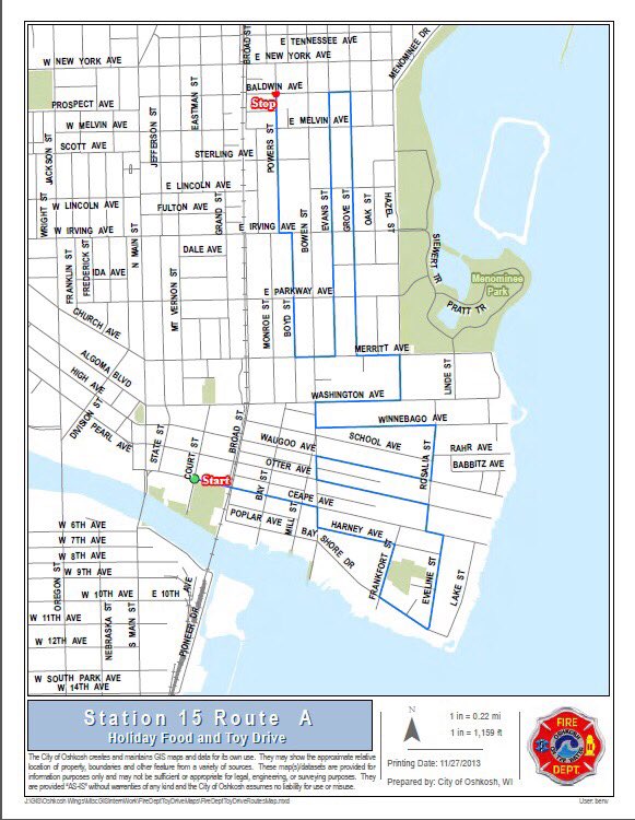OshkoshFoodToy's tweet photo. Here is tonight’s route! Ho Ho Ho! 🎅🏻🎄🎅🏻🎄 @CommunitiesONHS @CityofOshkosh @OshkoshFire https://t.co/Oq5gqh2dxk