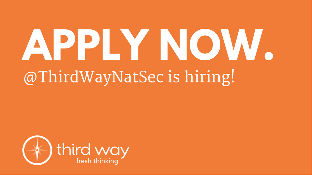 ThirdWayTweet's tweet photo. .@ThirdWayNatSec is hiring! We're accepting applications for a Senior Policy Advisor on National Security. https://t.co/pCkXD44VgT #natsecjobs #dcjobs https://t.co/75RbrcMG6r
