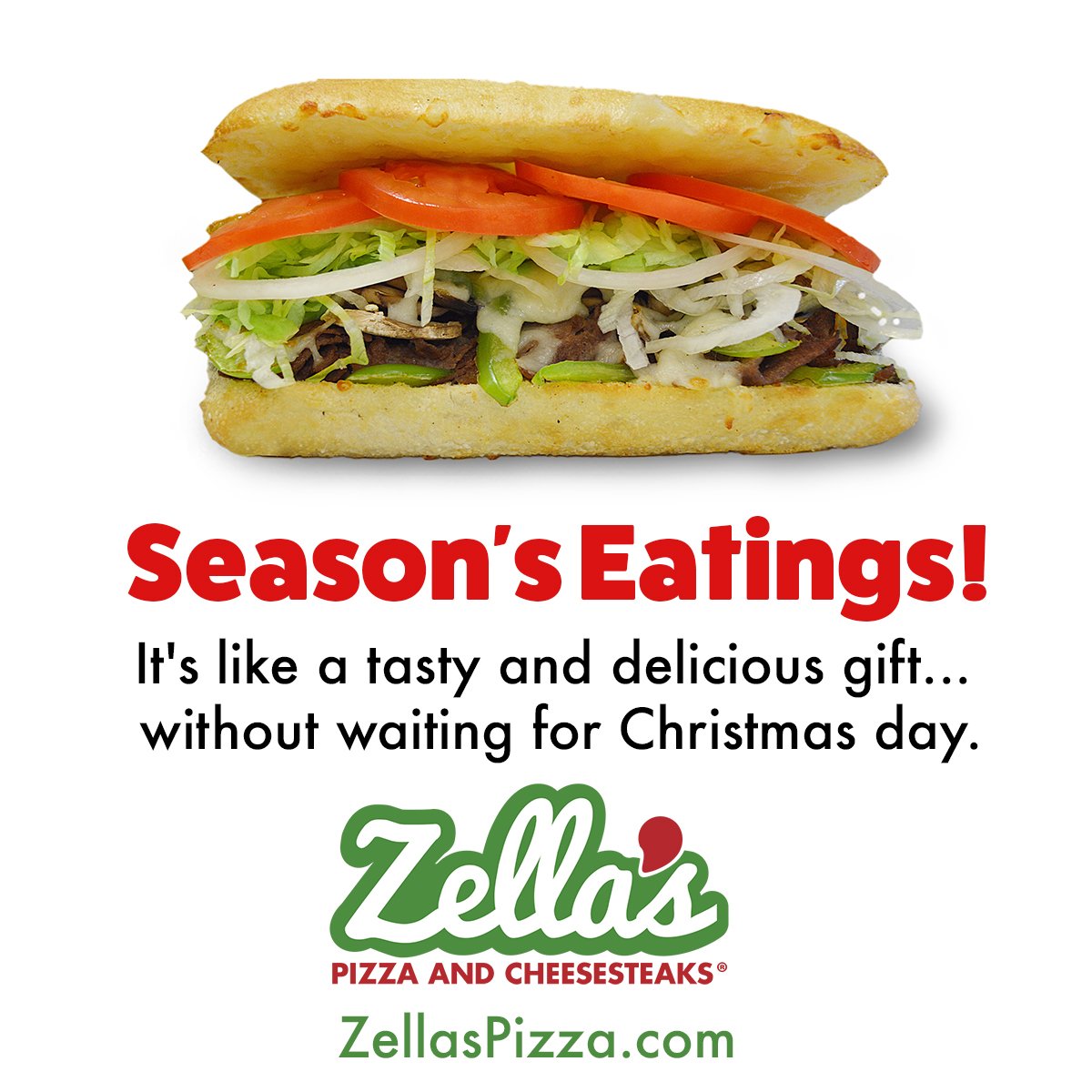 ZellasPizza's tweet photo. Pizza, Toasted Subs, Salads and more! Come in and gift yourself during the holidays! #seasonseatings #gilbertaz #craveableeats https://t.co/TogLlLn3zJ