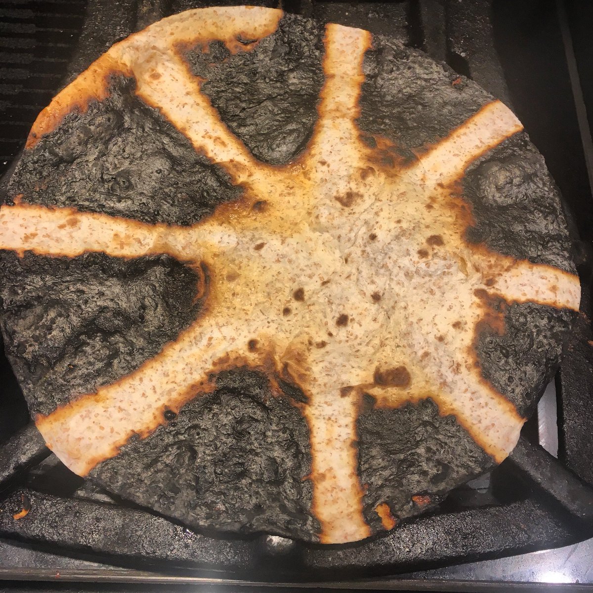 mtnbikechic's tweet photo. What happens when you forget you put a tortilla on the stove. #tortillafail https://t.co/Vp4S5Oipf1