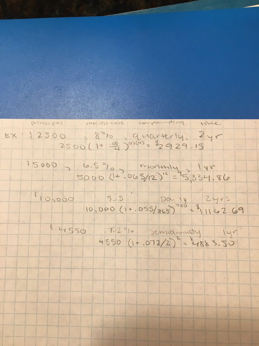 sophschortmann's tweet photo. Today we applied exonponential functions to the real world 🌎 for example by calculating the return on our investments 💰 ! @ChiversDHS #duxprecalc https://t.co/d7GthIE2tL