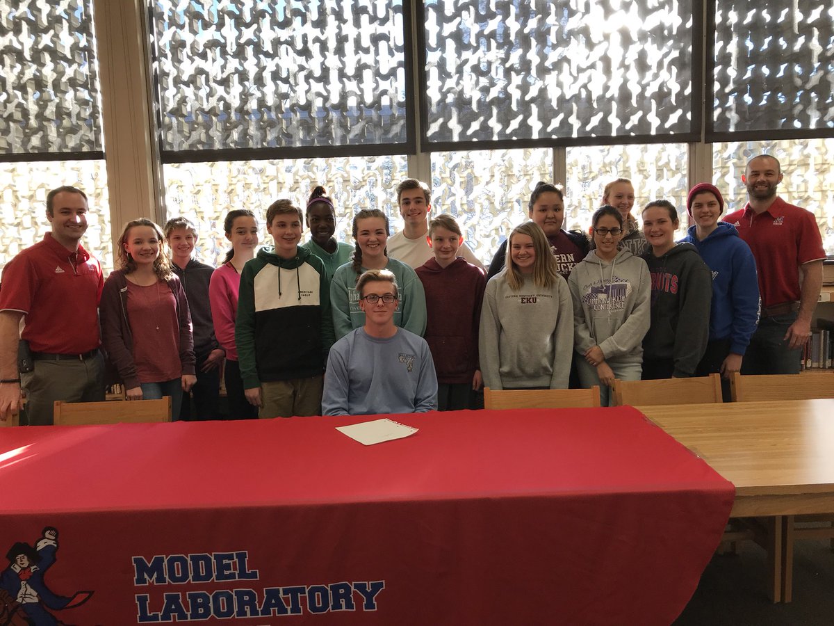 ModelLabDedic's tweet photo. Congratulations to Model Senior, Logan Jackson! Today he signed his letter of intent to swim for Bellarmine University.  #CollegeBound #TakingItToTheNextLevel @modelathletics @EKUModel https://t.co/RWakZ9xtXB
