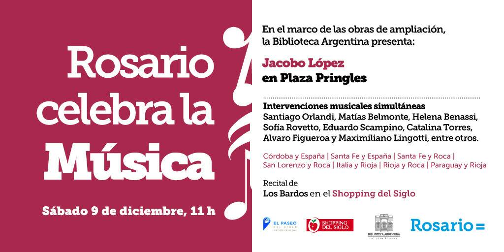 argentinabiblio's tweet photo. 🌳🎶 #RosarioCelebraLaMúsica con Jacobo López en #LaPringles! 
Concierto en el marco de las obras de ampliación de #LaBiblio. 🛠

Este Sábado a las 11 h.

Gratis.

Además: intervenciones musicales en las arterias del #PaseoDelSiglo y recital de Los Bardos en el #ShoppingDelSiglo. https://t.co/XW27pkiutq