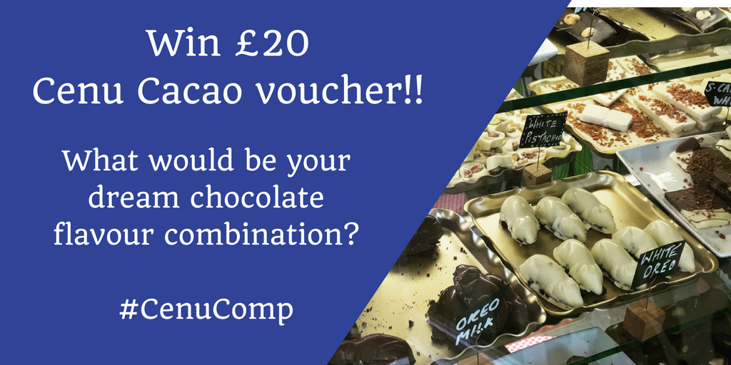 rosemaryand_rye's tweet photo. How to enter: 1. Follow @Cenucacao and @rosemaryand_rye 2. Come up with awesome new chocolate flavour. 3. Tweet awesome chocolate flavour idea, incl. #CenuComp to @rosemaryand_rye. Winner decided by twitter poll! Entries close midnight Dec 14th. T’s &amp; C’s:https://t.co/EDmBSVJEXb https://t.co/bjXWy7DJgV