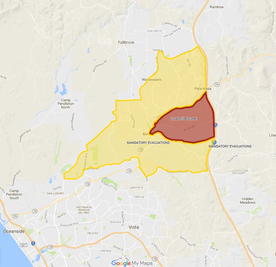 lilac fire san diego map Nbc 7 San Diego On Twitter Breaking Oceanside Mandatory lilac fire san diego map