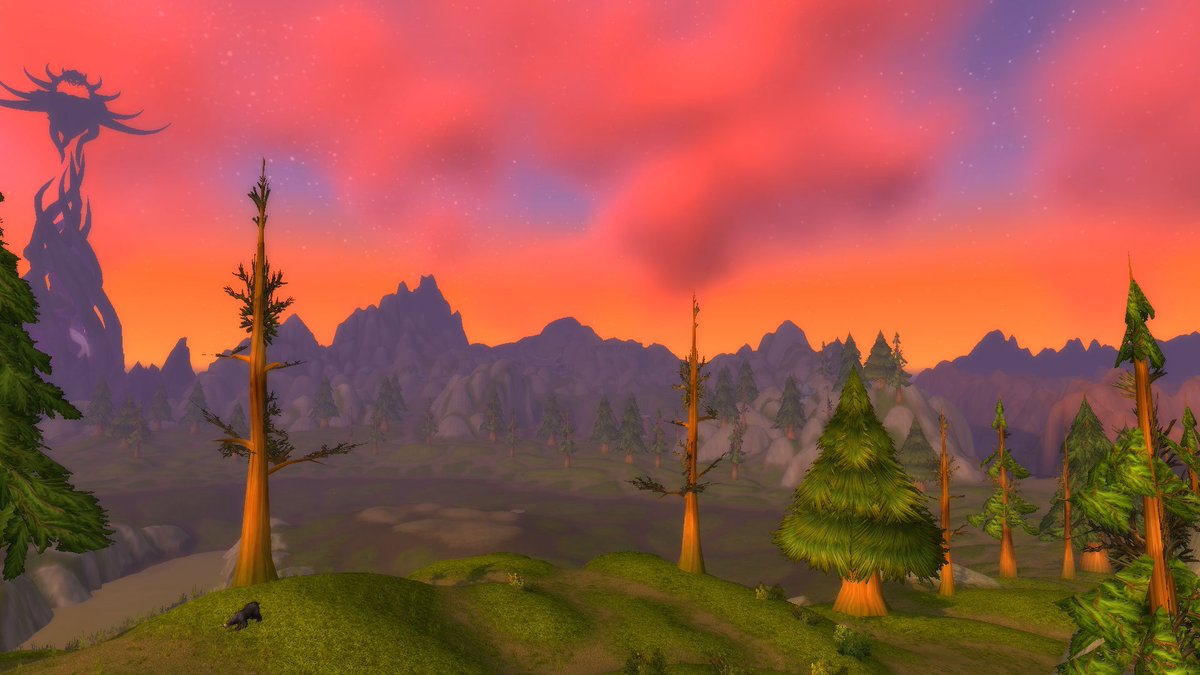 ForIronforge's tweet image. Loch Modan sunset would be even prettier if there were water in the loch. :(