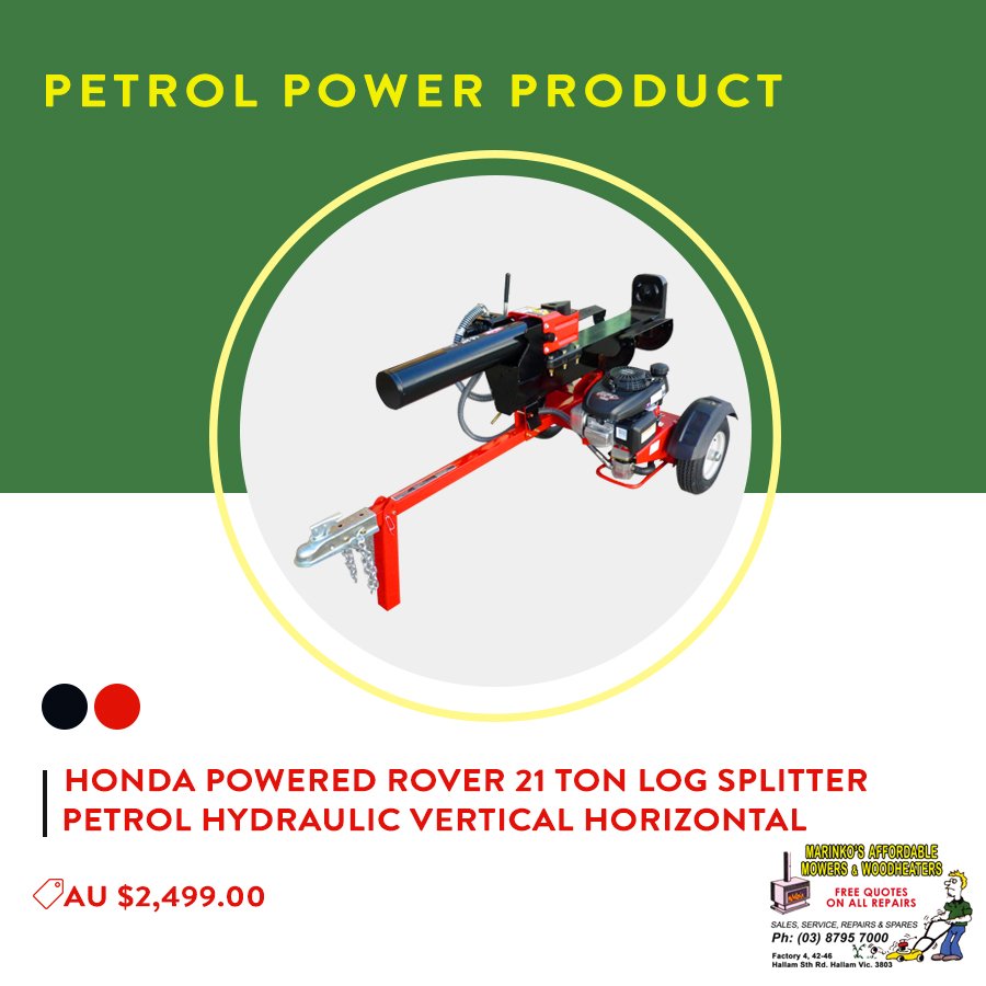 MarinkosMowers's tweet photo. HONDA POWERED ROVER 21 TON LOG SPLITTER Petrol Hydraulic VERTICAL HORIZONTAL - $2,499!

Visit https://t.co/id2w8QTr7B to view more of our products! 
#PetrolPower #PetrolPowerProducts #MarinkosAffordable #AffordableMachinery #AustraliaWide #Australia https://t.co/5rQH1bpCKE