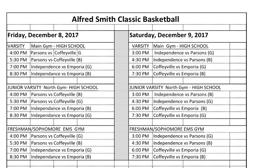 EHSBasketball's tweet photo. Schedule of games for tomorrow’s Alfred Smith Classic! https://t.co/yq9B8BmeT6