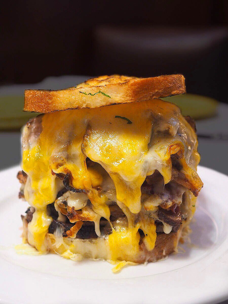 MJSteakHouseNYC's tweet photo. Steak lovers, cheese lovers and sandwich lovers: youโre welcome. #StripCheese https://t.co/9cJ3t9gkMg https://t.co/dFy0JNOkV8