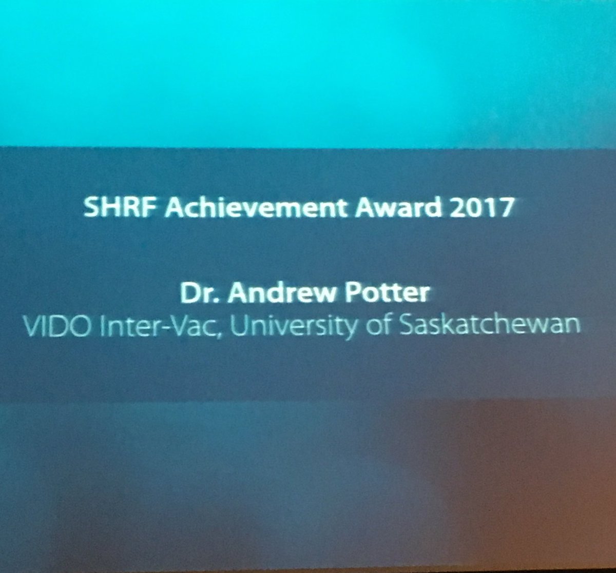 VIDOInterVac's tweet photo. Congrats @aap53 on receiving the @_SHRF_ Achievement Award in celebration of your many accomplishments #SanteSK2017 https://t.co/RBkhPBSEf0