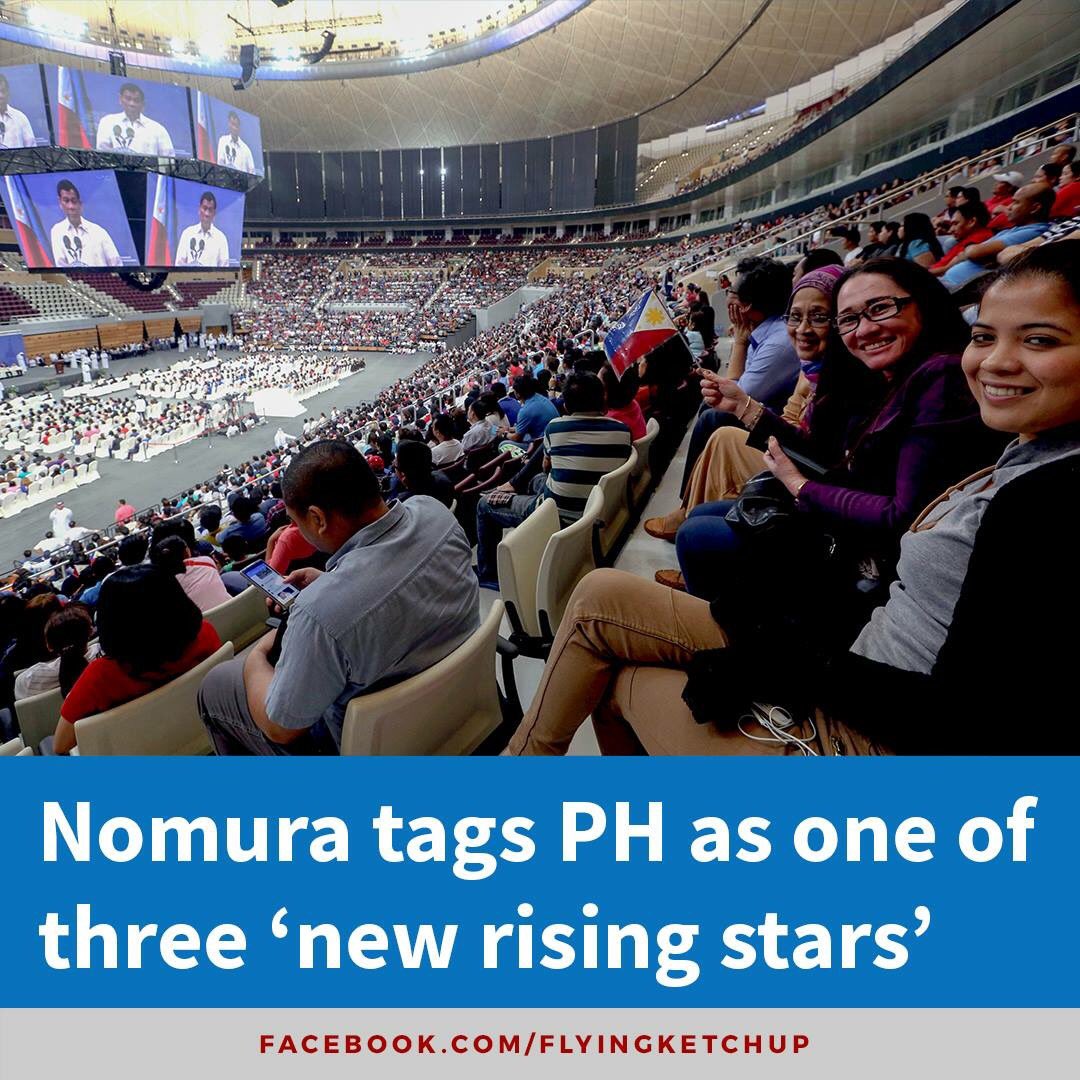 flyingketchupph's tweet photo. A research study by Japanese financial company Nomura tagged the Philippines, India, and Indonesia as Asia’s “new rising stars” as these are seen to boost the region’s potential growth by at least eight percent in 2018.
#SoarPH #BetterPhilippines
https://t.co/8Uzn94tl2J https://t.co/vDp8MYRCqa