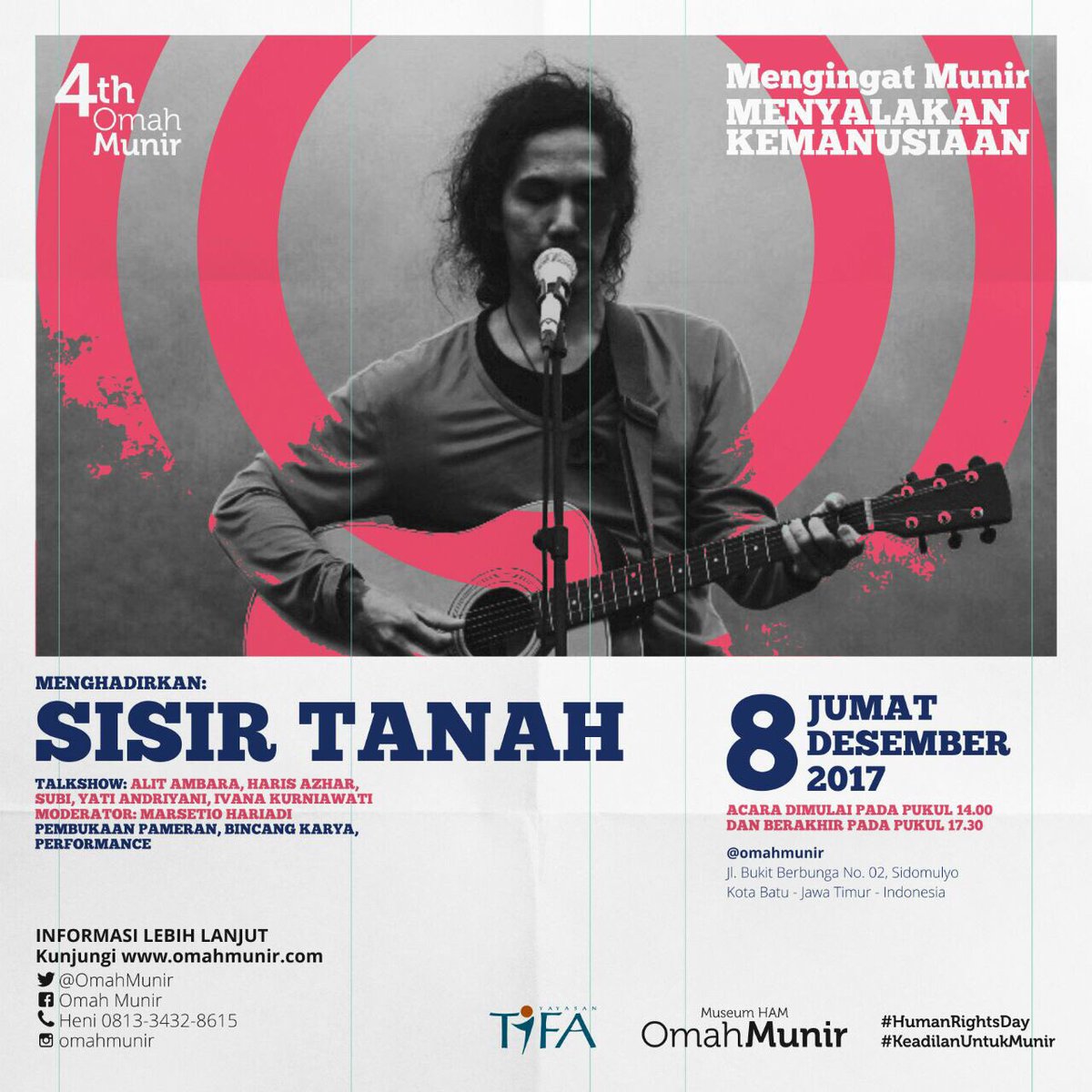 Hari ini, 52 tahun yang lalu cahaya itu lahir. Ia bernama Munir. Mari #MenyalakanKemanusiaan dengan hadir di Omah Munir - jam 14:00 untuk upaya merawat ingatan dan menolak lupa.